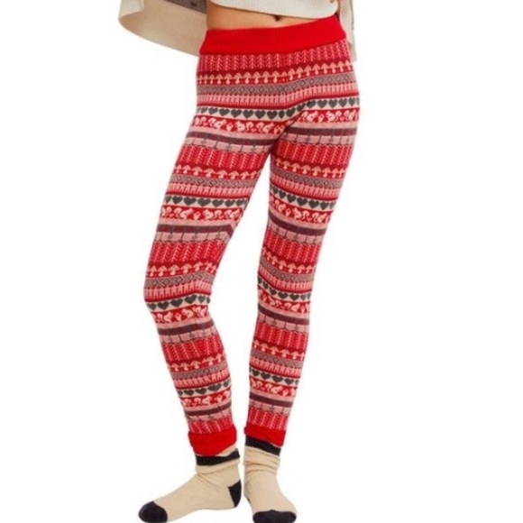 Free People Intimately Falala Legging Size Small,  in Red Combo, NWT - Picture 1 of 8